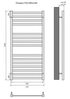 Водяной полотенцесушитель Aquatek Поларис AQ KO1610BL П16 50x110см чёрный муар