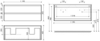 Подвесная тумба под двойную раковину Sancos Cento CN120-2W 120см белый глянец