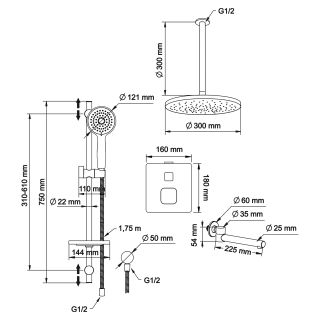 Душевой комплект Swedbe Platta 5561 с термостатом хром