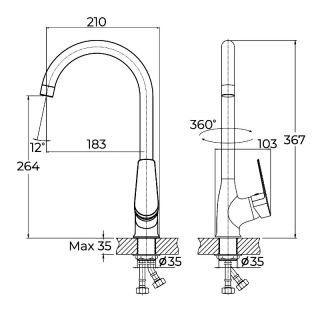 Смеситель для кухни Knotlor KN-11, хром