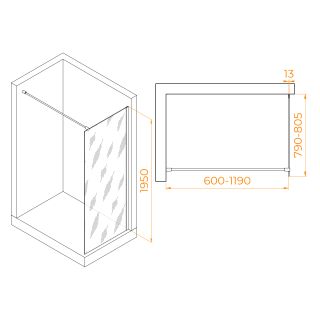 Душевая перегородка RGW WA-010G 351001007-16 70см золото