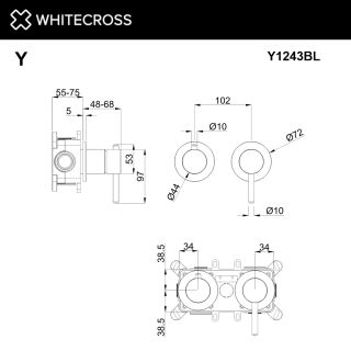 Смеситель скрытого монтажа на 3 потребителя WHITECROSS Y Y1243NIB брашированный никель