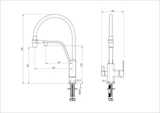 Смеситель для кухни Wonzon & Woghand WW-88458013-BG(MW) с гибким изливом и подключением фильтра брашированное золото/белый