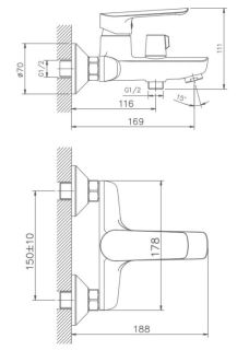 Смеситель для ванны Haiba HB60198 хром