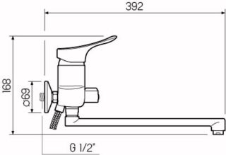 Смеситель для ванны с душем РМС SL120-006E хром