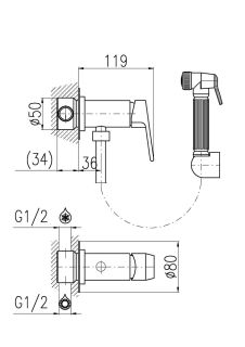 Гигиенический душ со смесителем Rav Slezak Colorado CO247/1CMAT черный